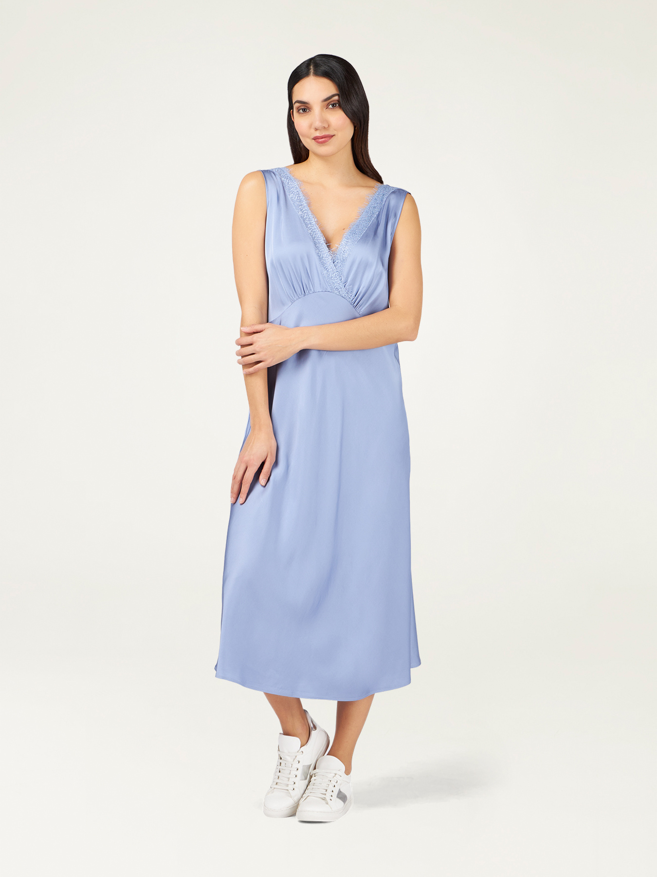 Vestito senza maniche in raso image number 3