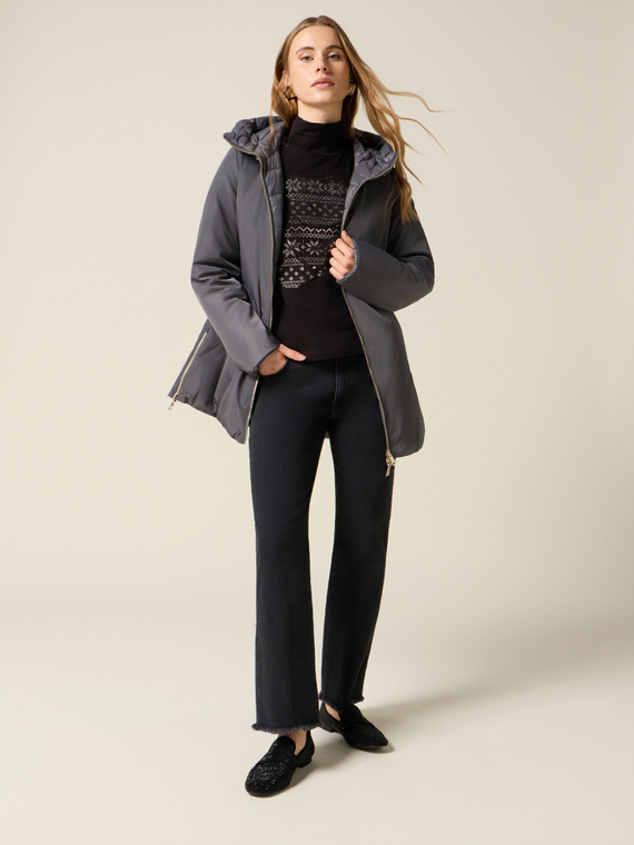 Midi down jacket with hood