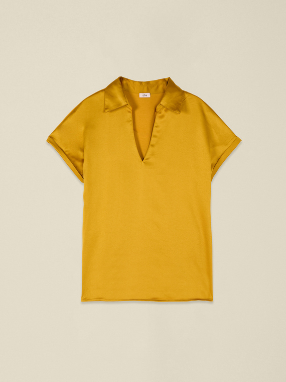 Tricou bimateric cu decolteu &icirc;n V