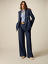 Wide-leg palazzo pants with denim effect image number 0