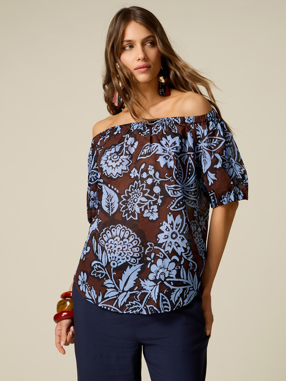 Blusa off-shoulder in cotone