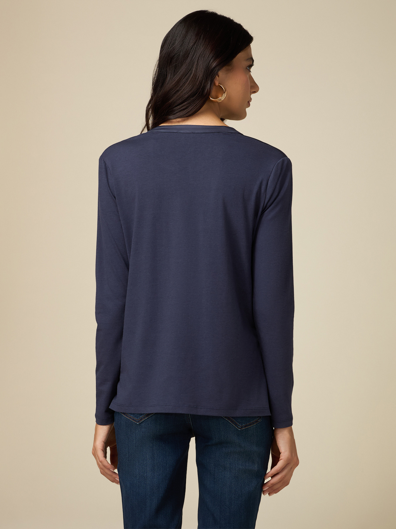 Two-material long sleeve T-shirt image number 1