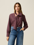 Camicia in cotone con fiocco e castoni image number 0