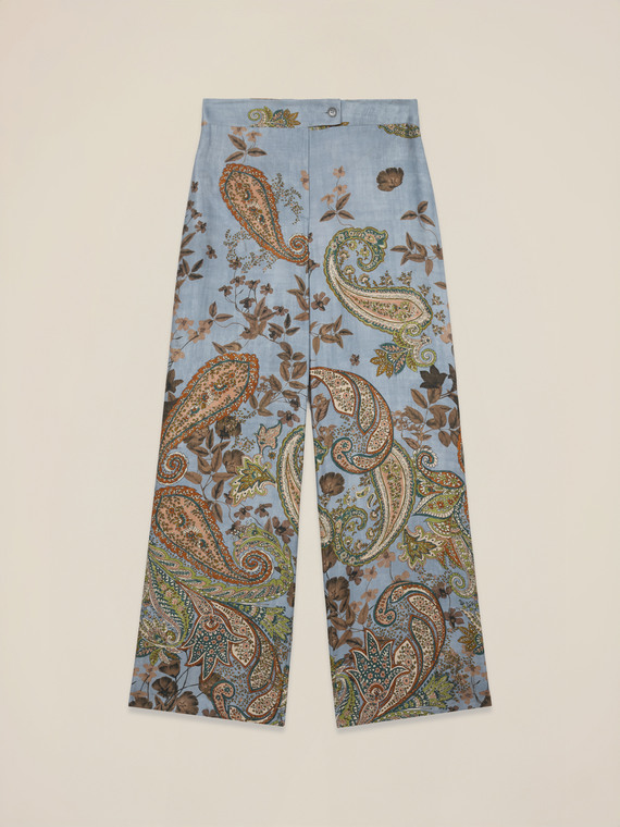 Patterned satin palazzo pants