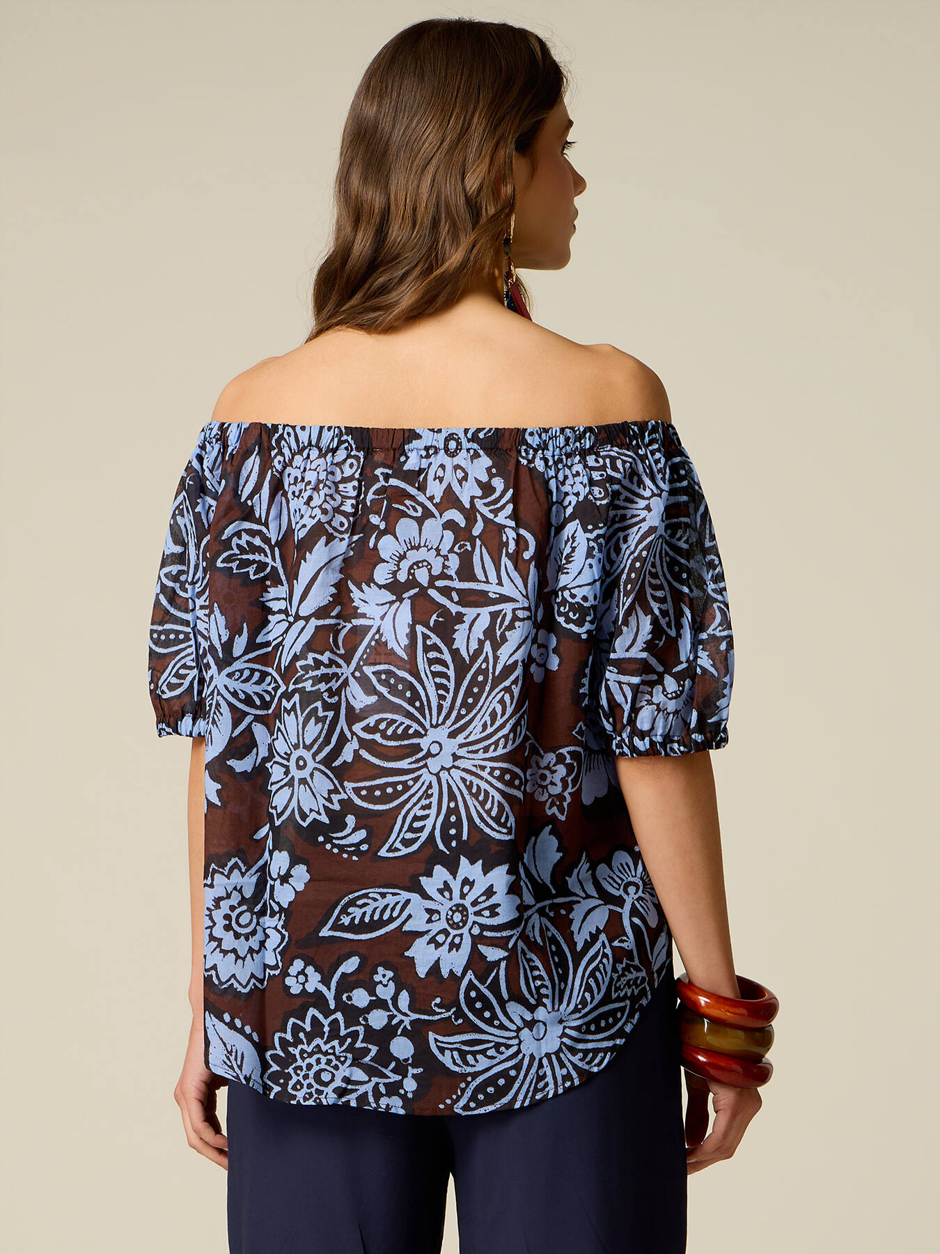 Off-shoulder cotton blouse image number 1