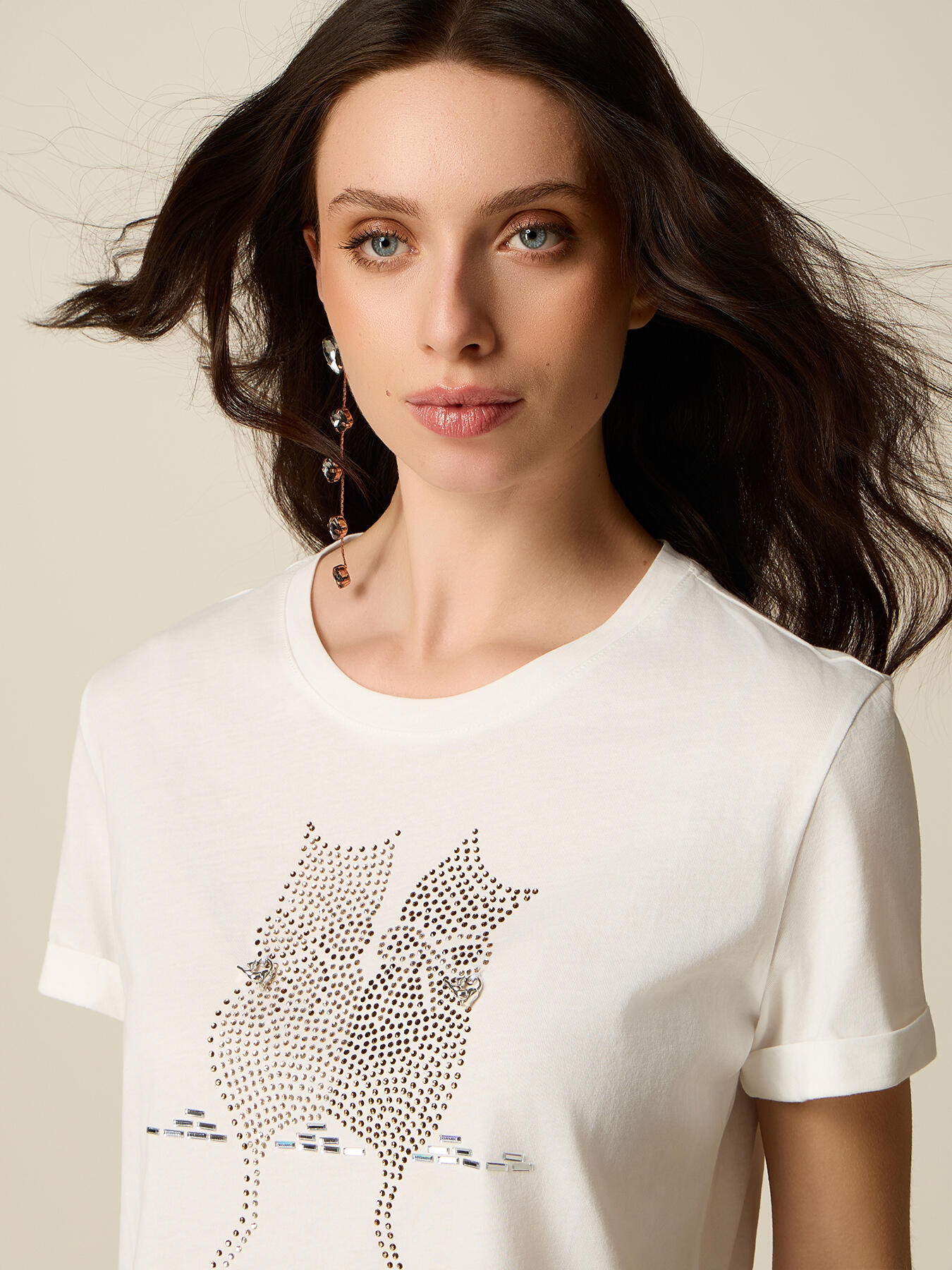 Tricou din bumbac cu aplicații image number 2