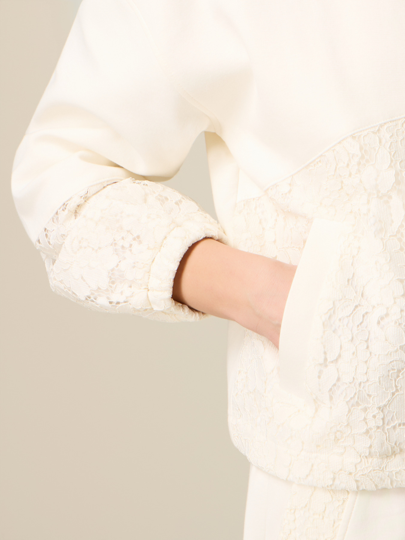 Sweatshirt with lace inserts image number 2