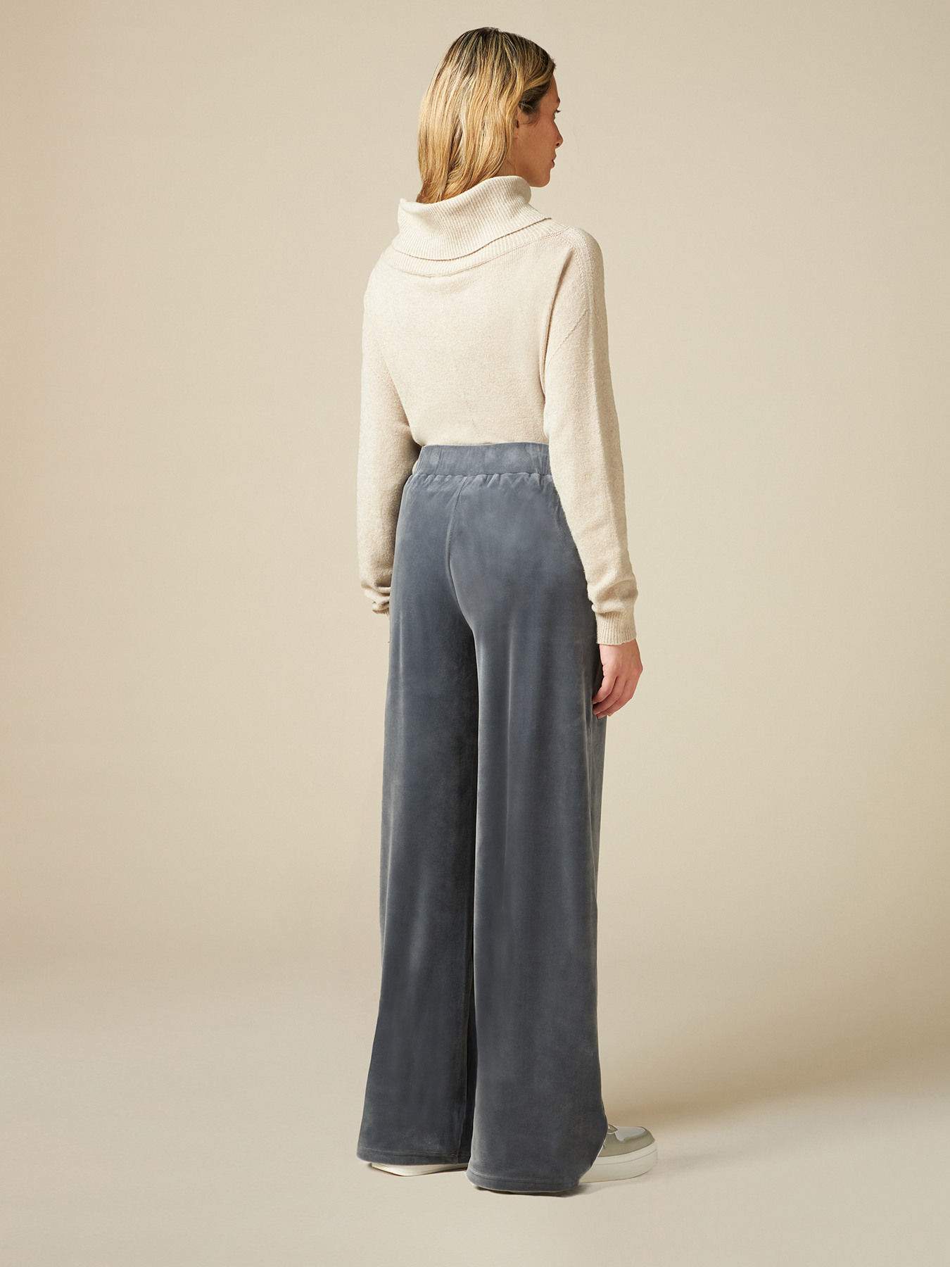 Joggers a palazzo in ciniglia image number 1