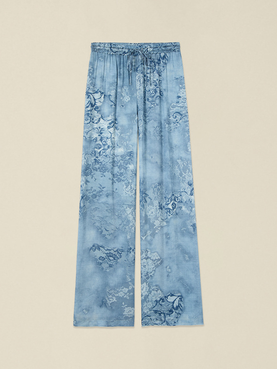 Pantalon palazzo en satin de viscose