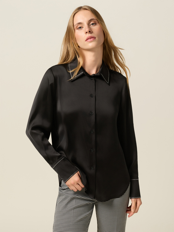 Satin shirt with chain detail