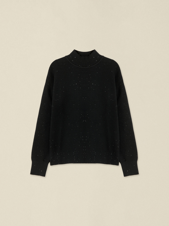 Col roul&eacute; en maille &agrave; micro-paillettes