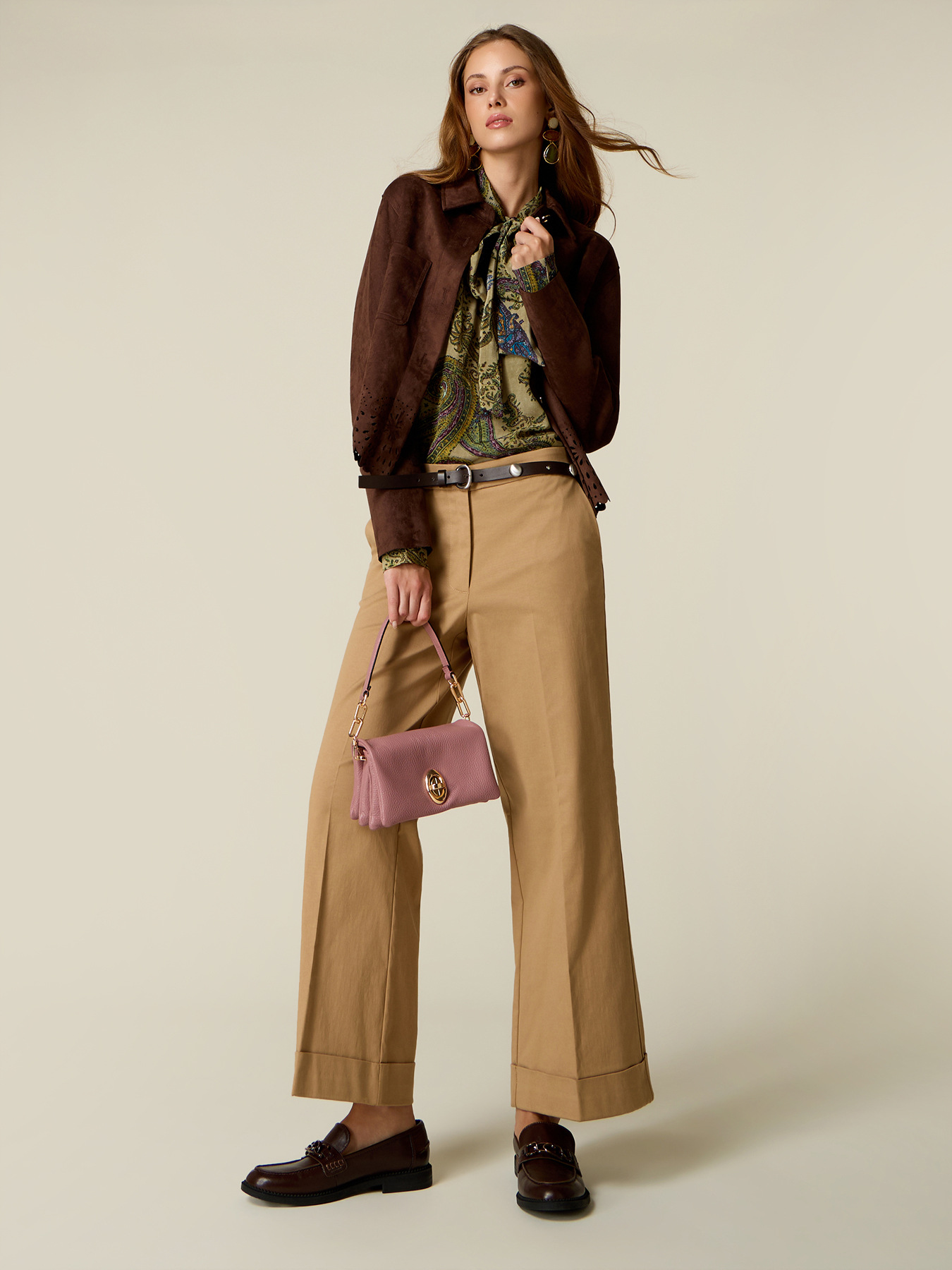 Pantaloni cropped din amestec de lyocell image number 0