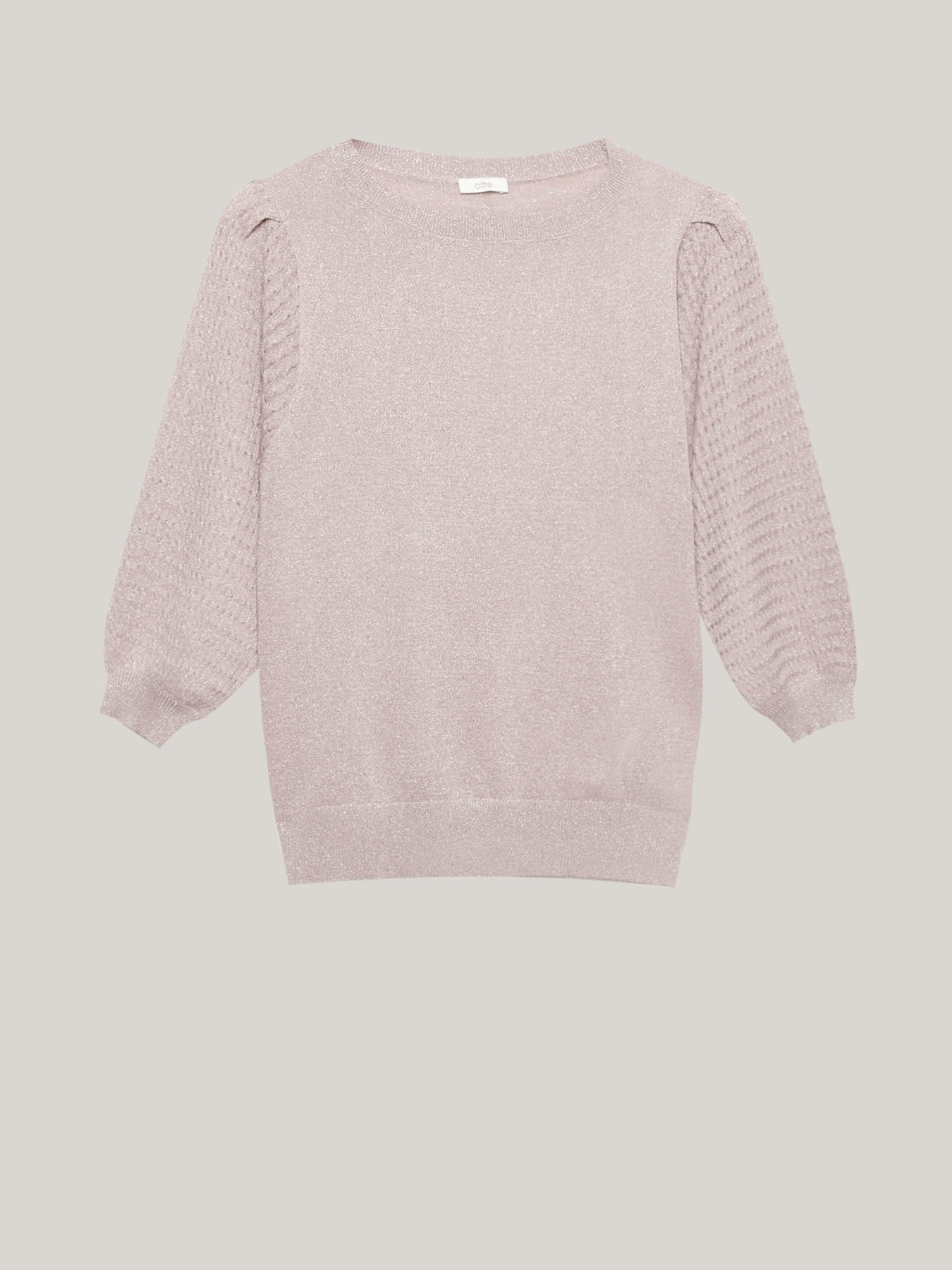 Lurex sweater with cable pattern detail image number 3