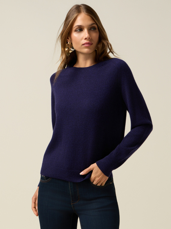 Jersey de cuello redondo en puro cashmere