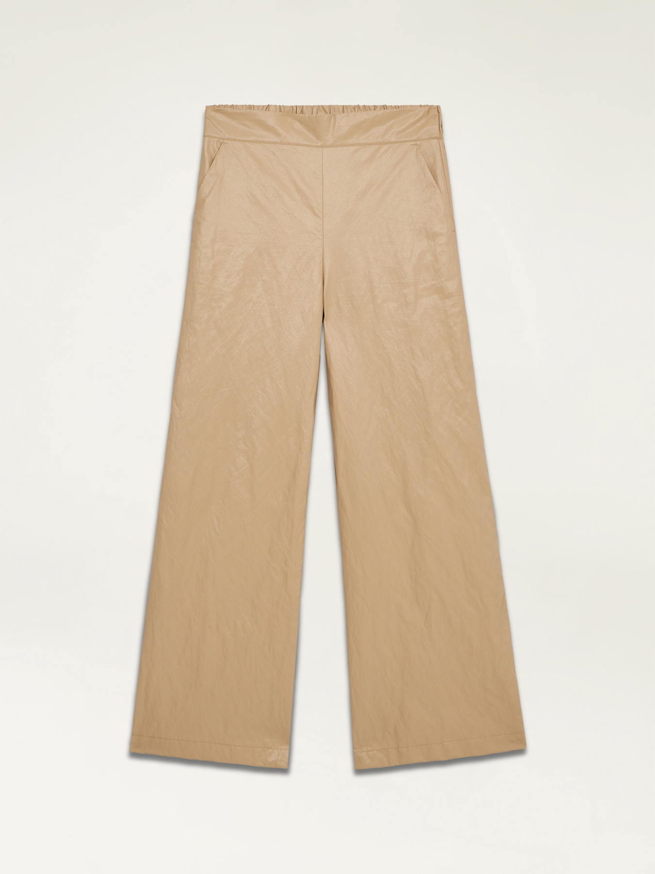 Pantalon jambe large en tissu froiss&eacute; image number 4
