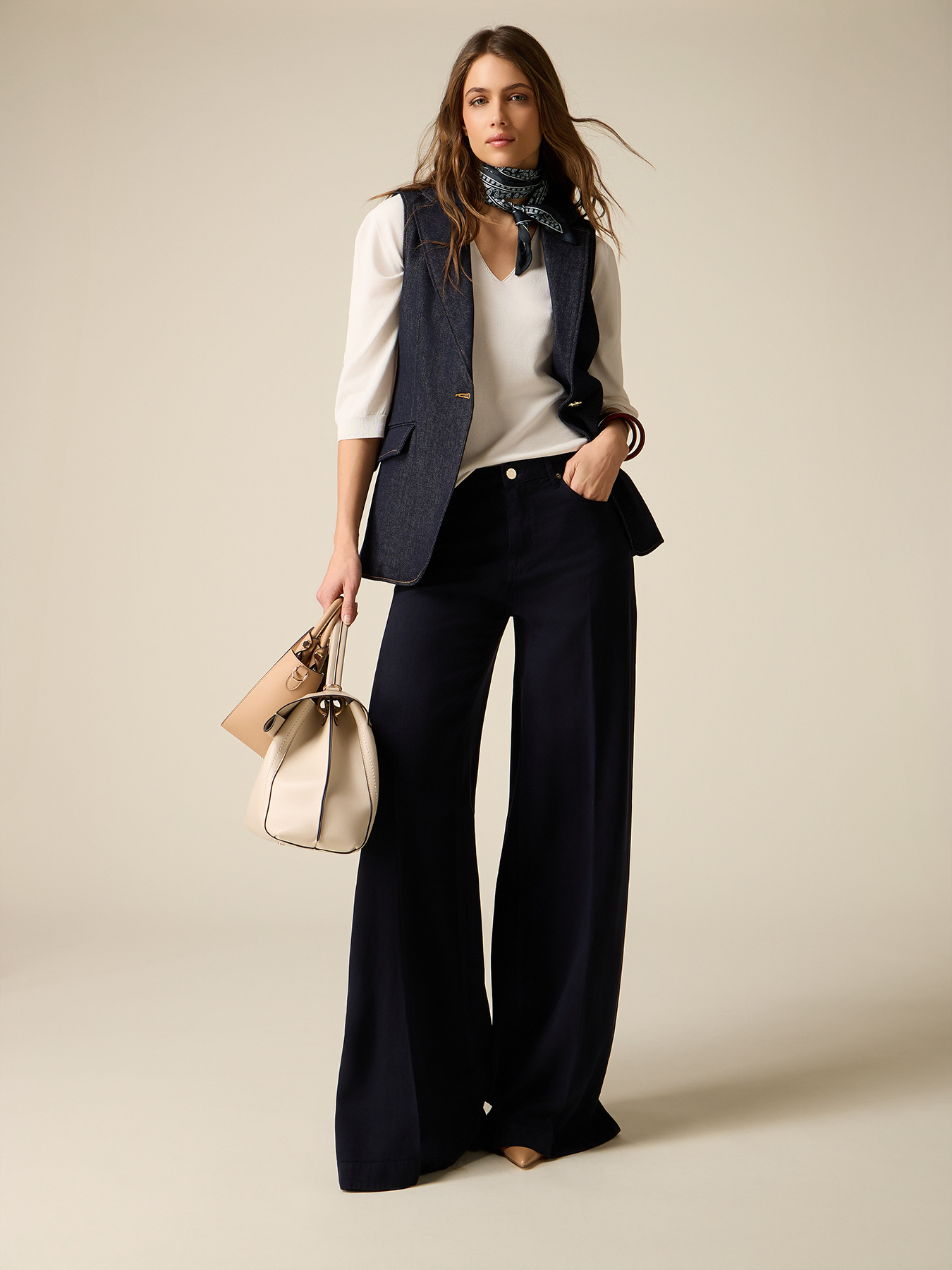Pantalon palazzo en tencel image number 0