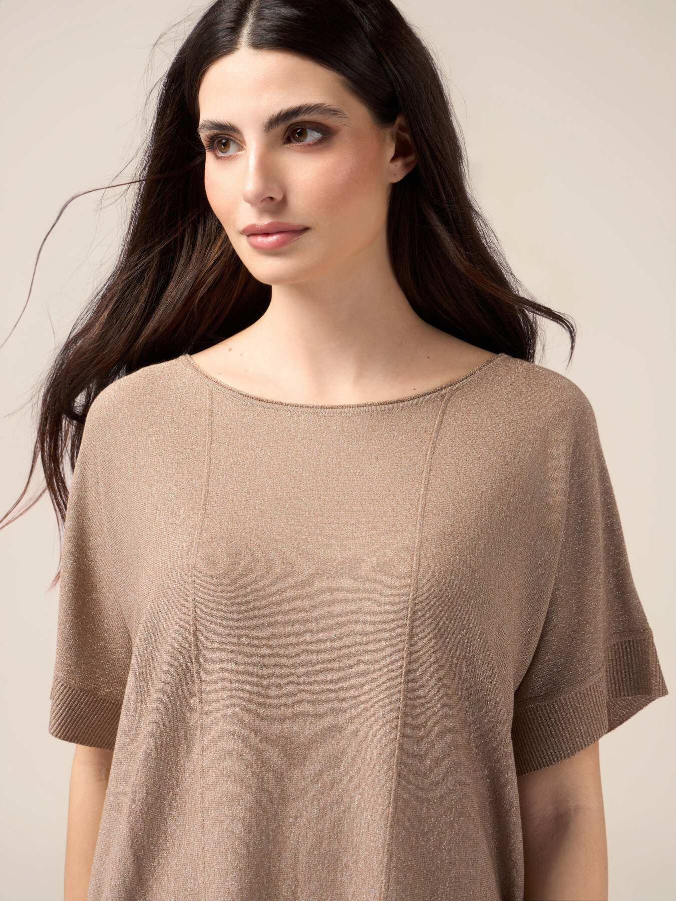 Short-sleeved lurex sweater image number 2