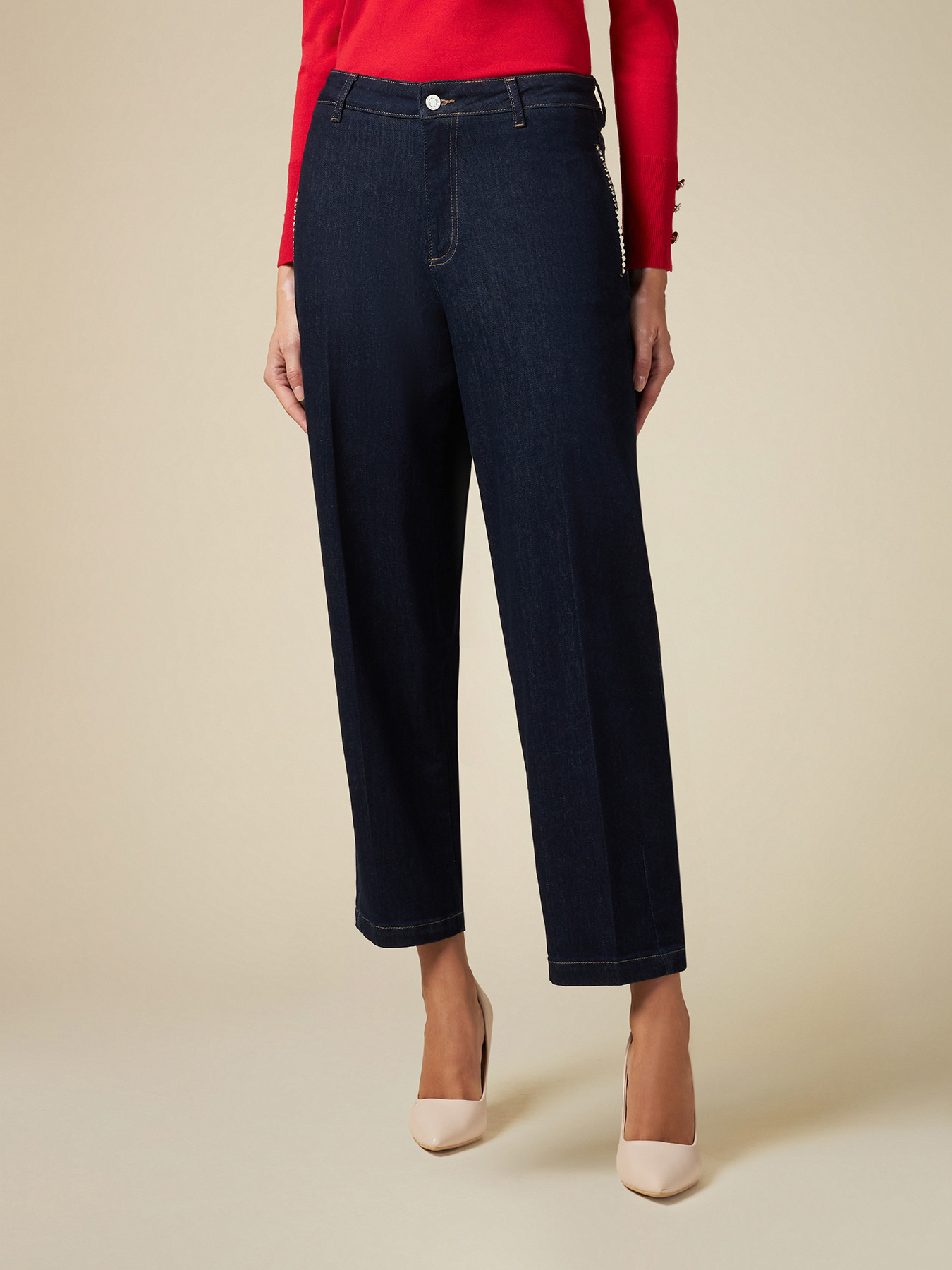 Boyfit-Jeans, rinsed, mit Strassdetail image number 3