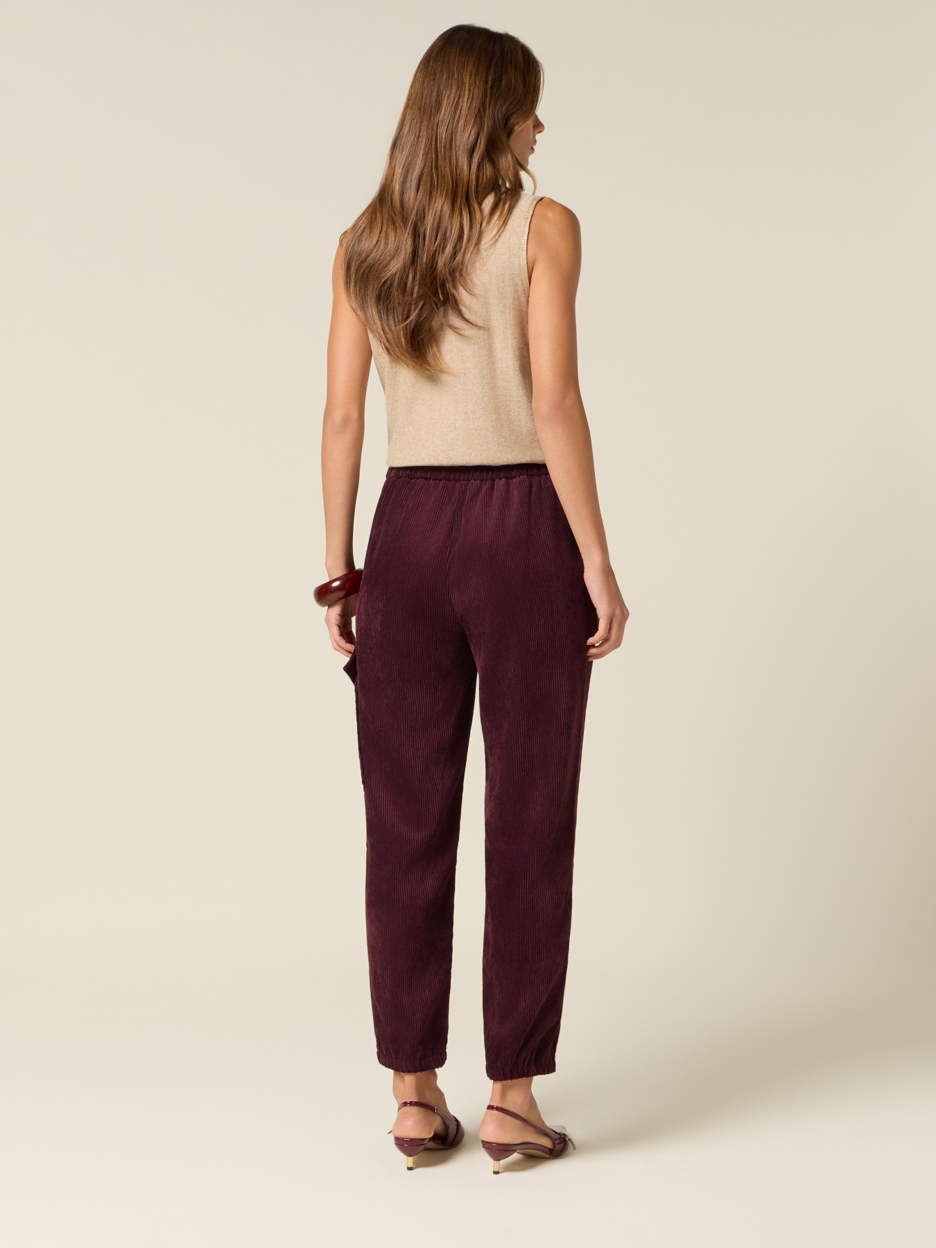 Pantaloni cargo din catifea reiată image number 1