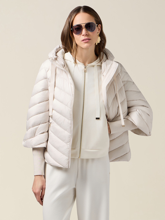 Down jacket with hood and cuffs