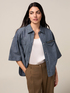Chemise oversize en m&eacute;lange de lin effet denim image number 0