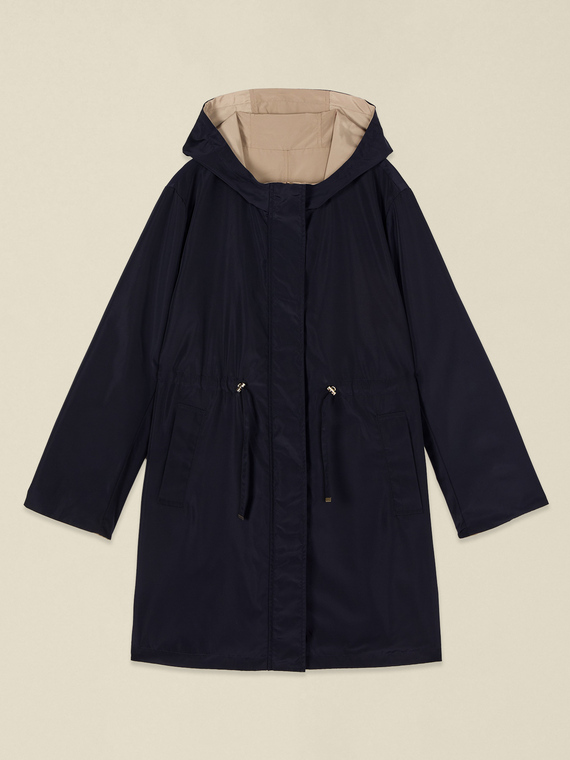 Reversible nylon parka with hood