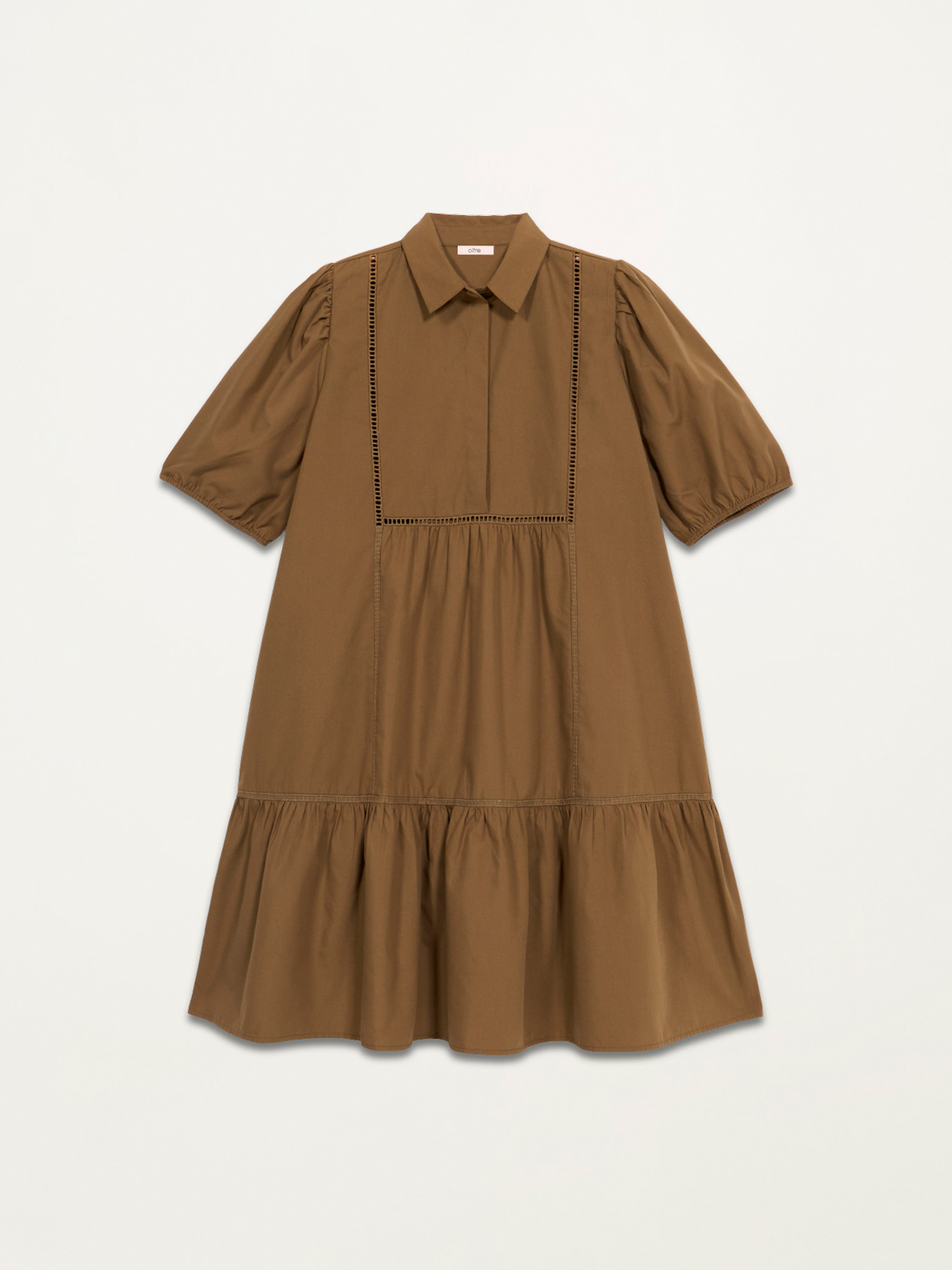 Kurzes Popelinekleid mit Ajour-Detail image number 4