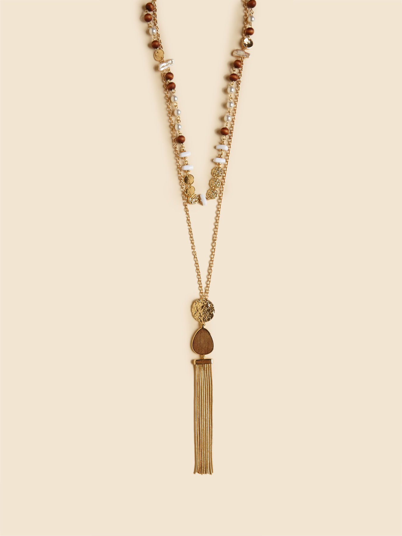 Collana multifilo con pendente e perle image number 2