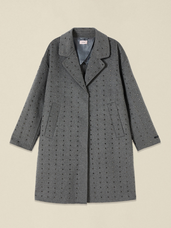 Cappotto misto lana con cristalli