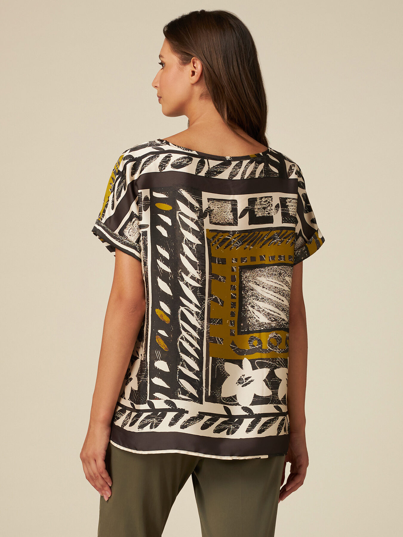 Gemusterte Bluse aus umweltfreundlichem Satin image number 1