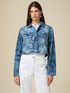 Short printed denim jacket image number 0