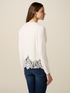 Viscose blend sweater with lace insert image number 1