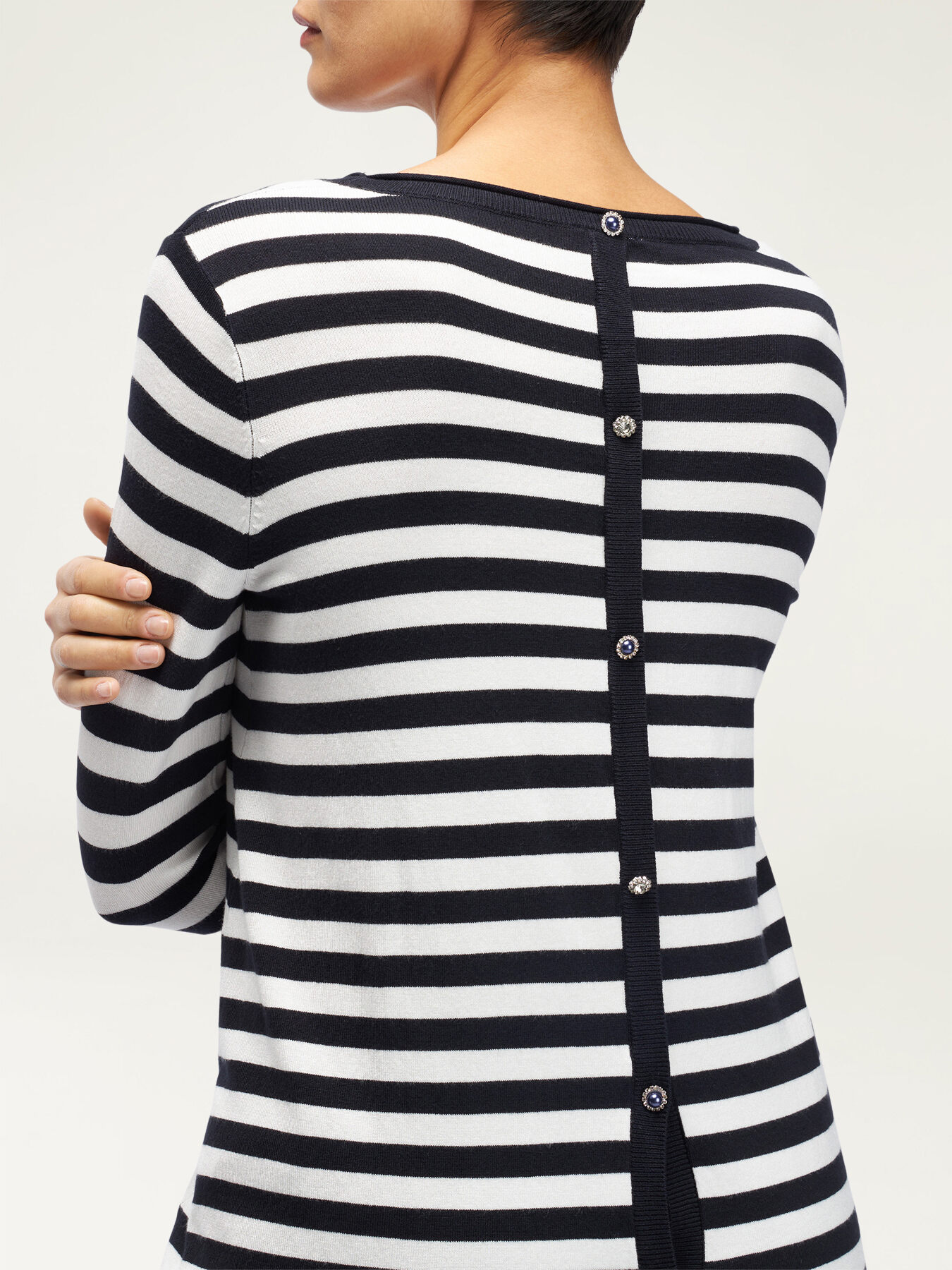 Striped sweater with buttons on the back image number 2
