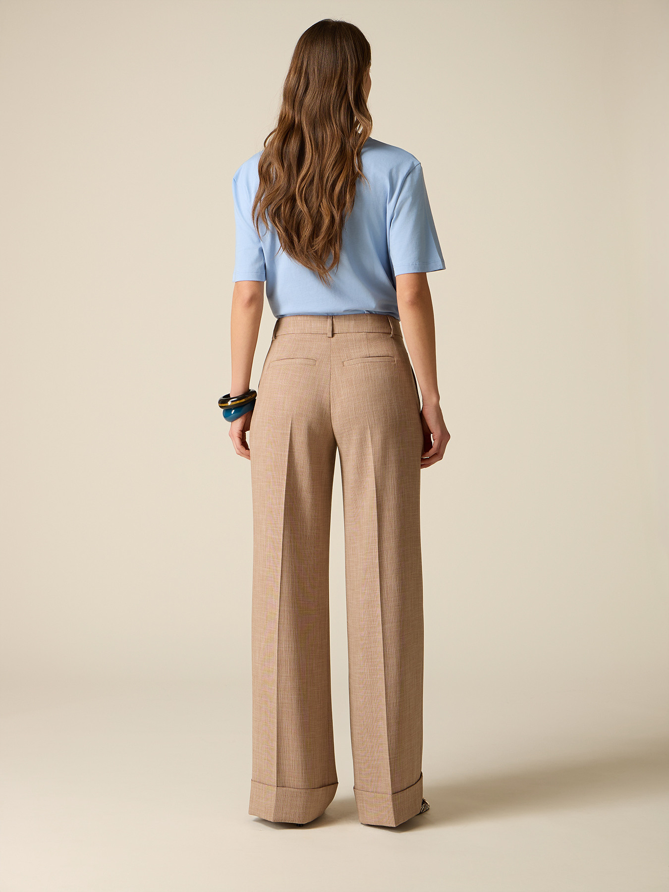 Pantalon palazzo m&eacute;lange viscose image number 1