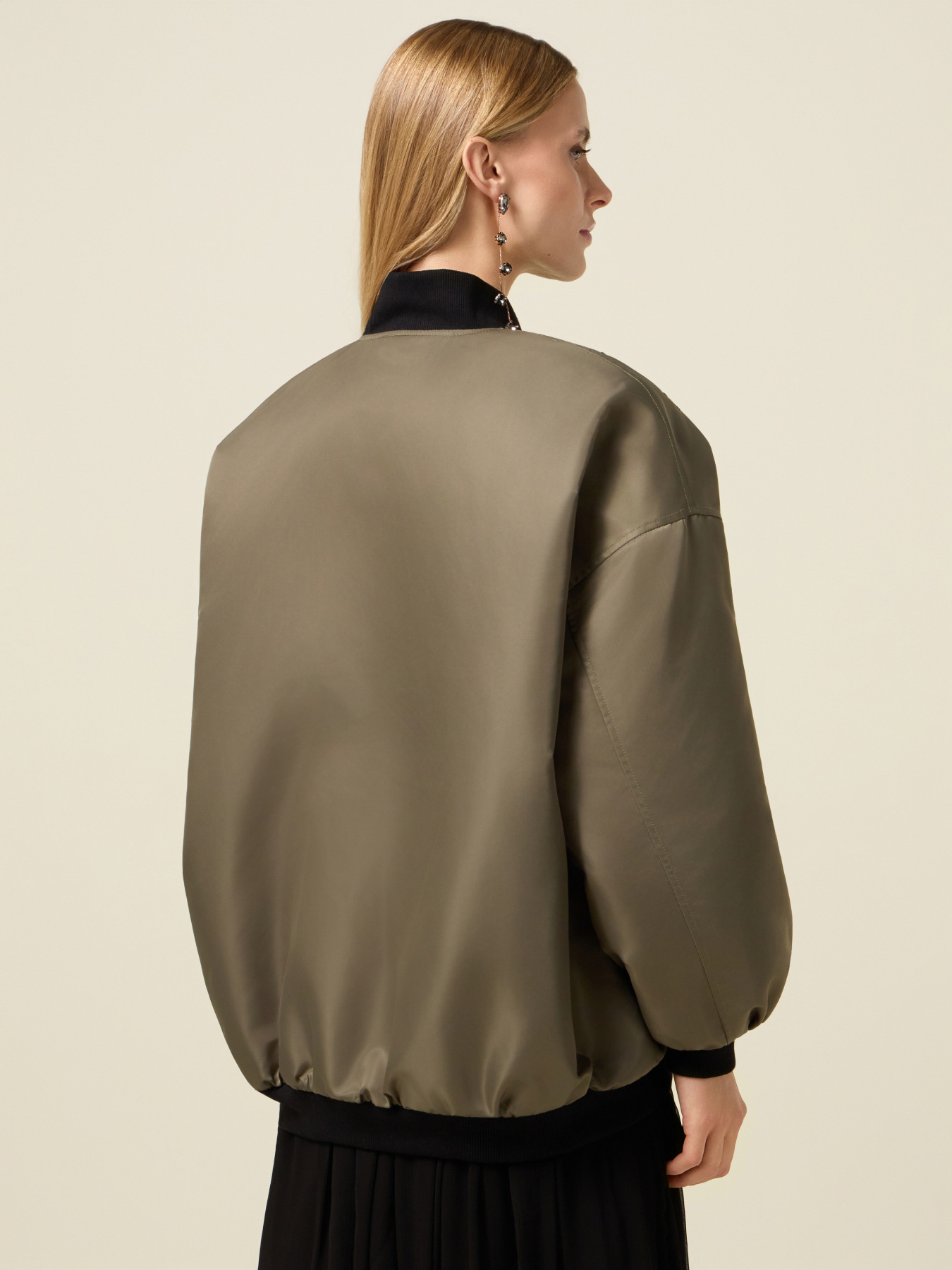 Satin bomber jacket with patch image number 1
