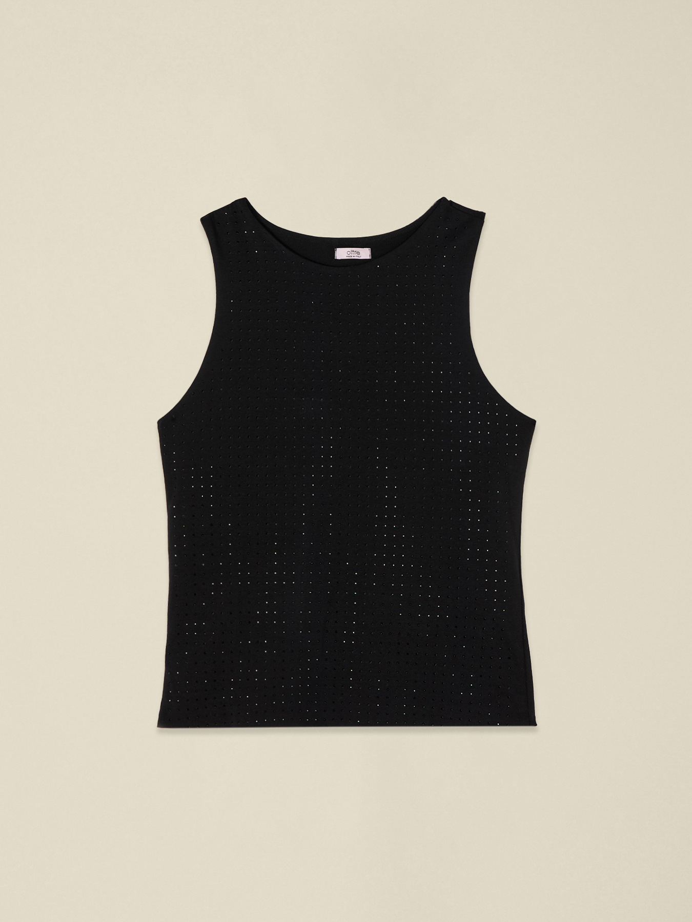 Top in jersey con micro cristalli image number 3