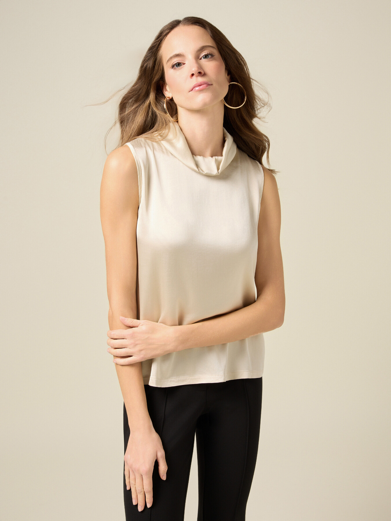 Satin top with high neck image number 0