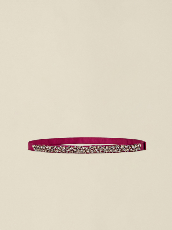 G&uuml;rtel aus Ripsband mit Steinen