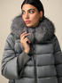 Midi down jacket with hood and cuffs image number 2