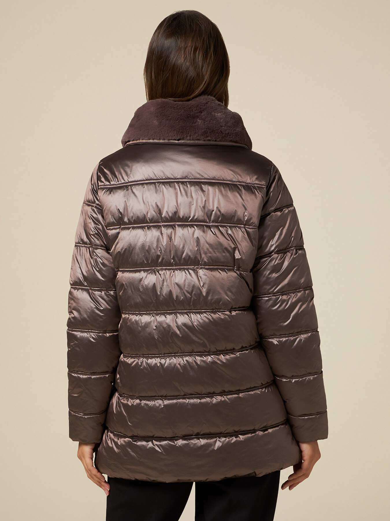 Daunenjacke mit Kragen im Pelz-Look image number 1