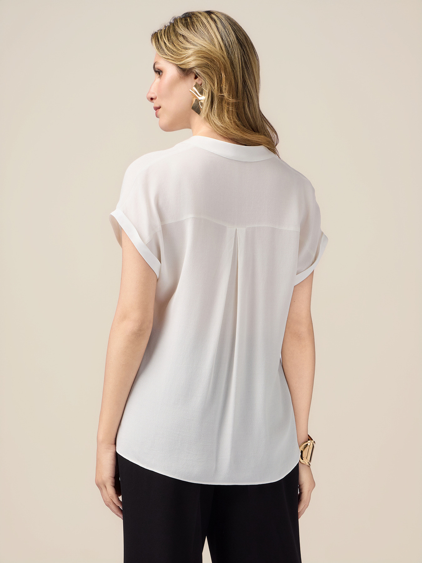 Blusa de viscosa con ribetes de sat&eacute;n image number 1