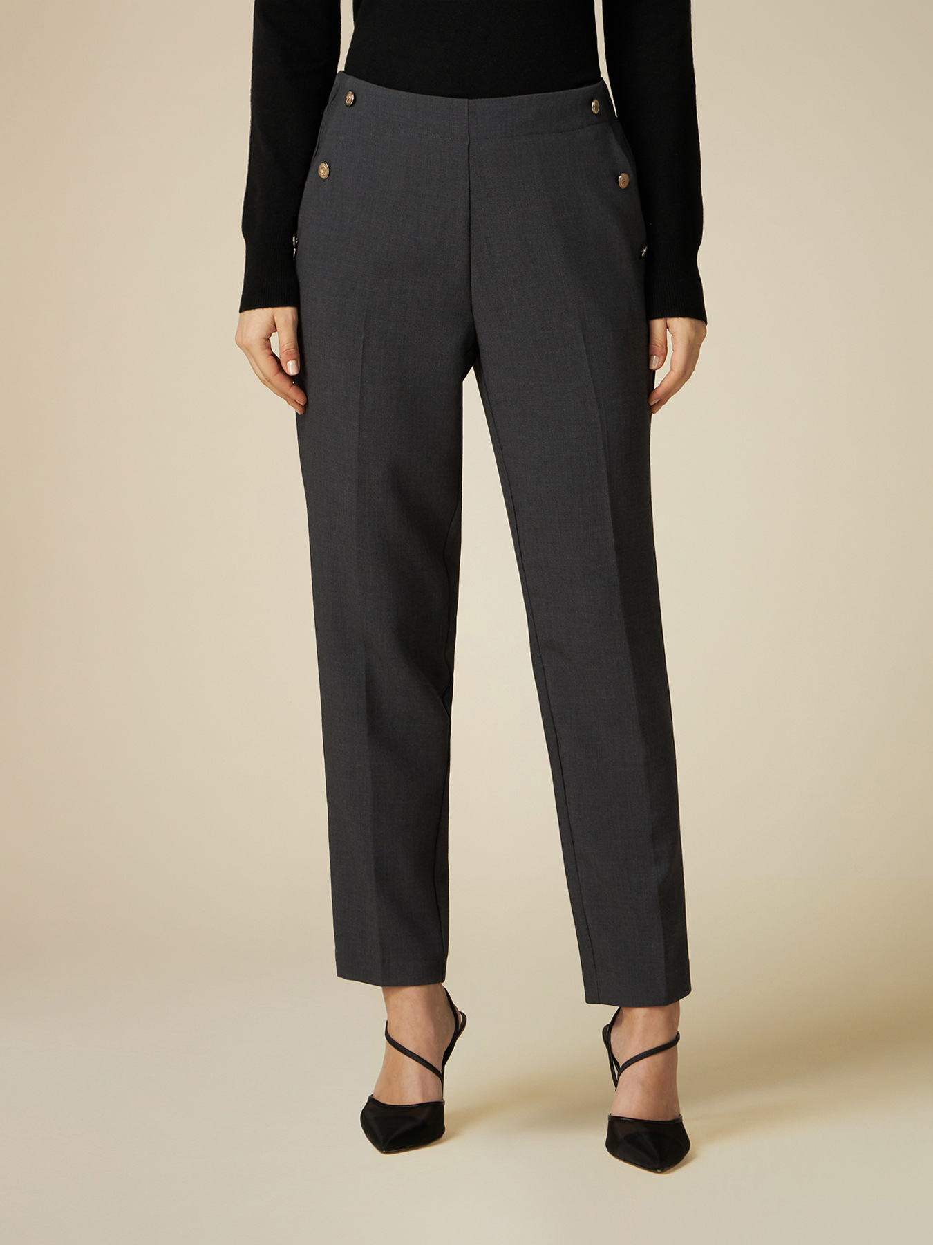 Flannel joggers with button detail image number 3