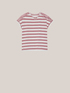 Striped T-shirt with lace and rhinestones image number 3