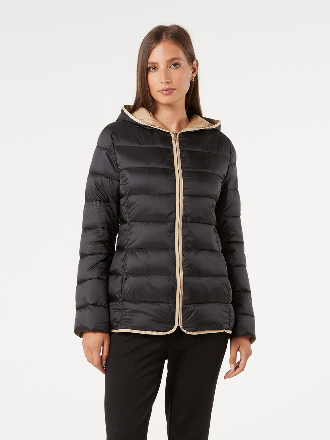 Down jacket with contrasting trims image number 0
