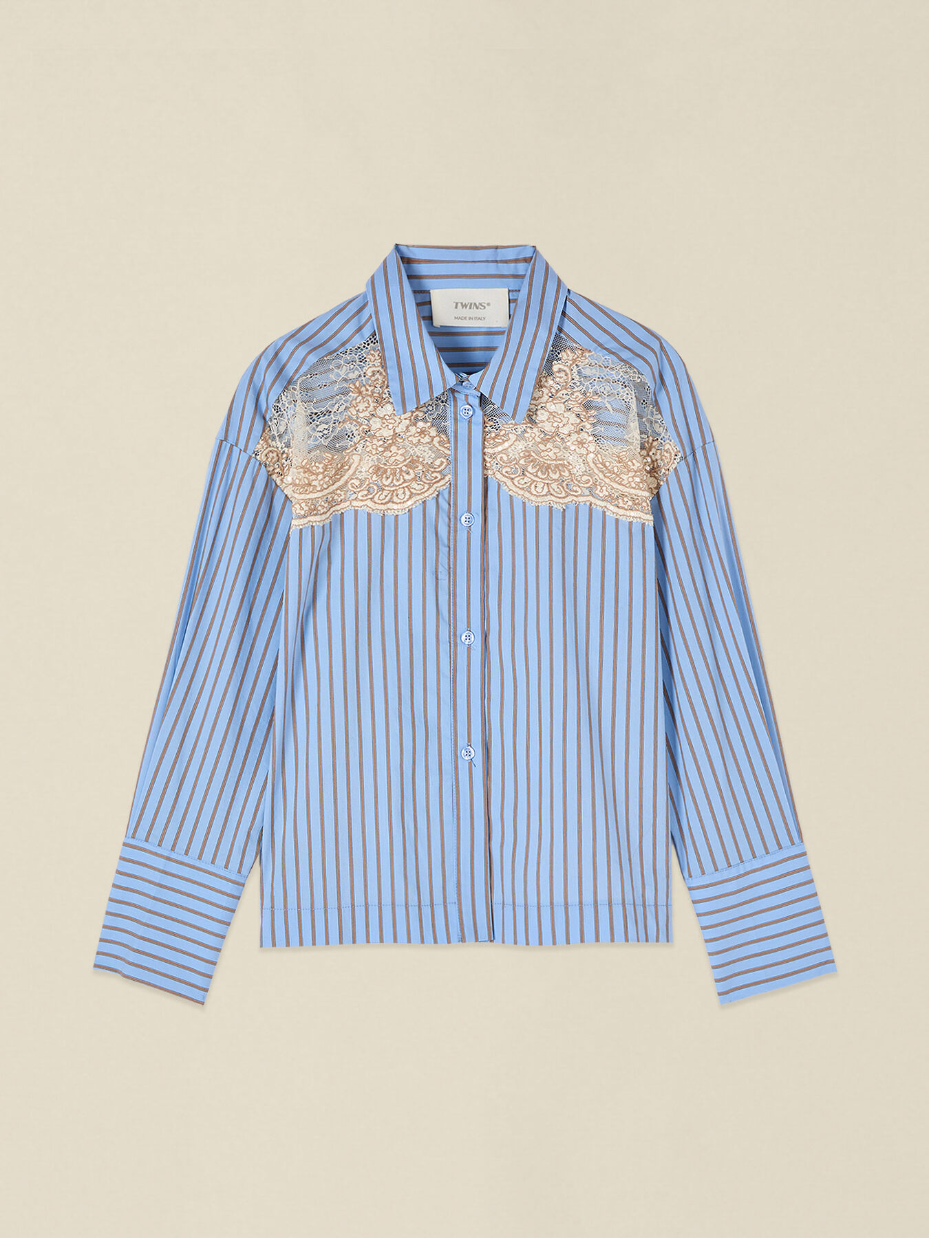 Striped shirt with lace inserts image number 3