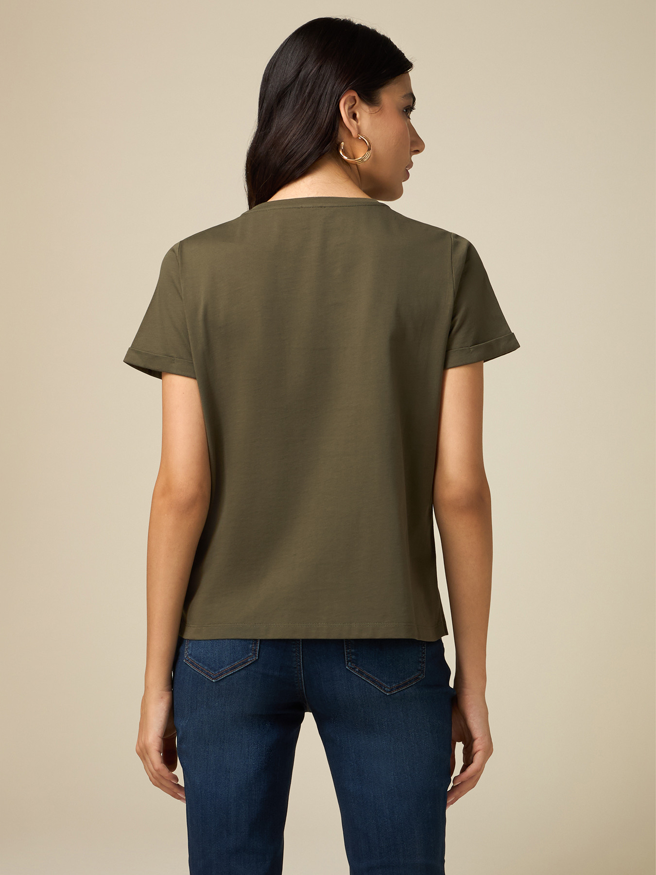 T-shirt with jewel embroidery image number 1