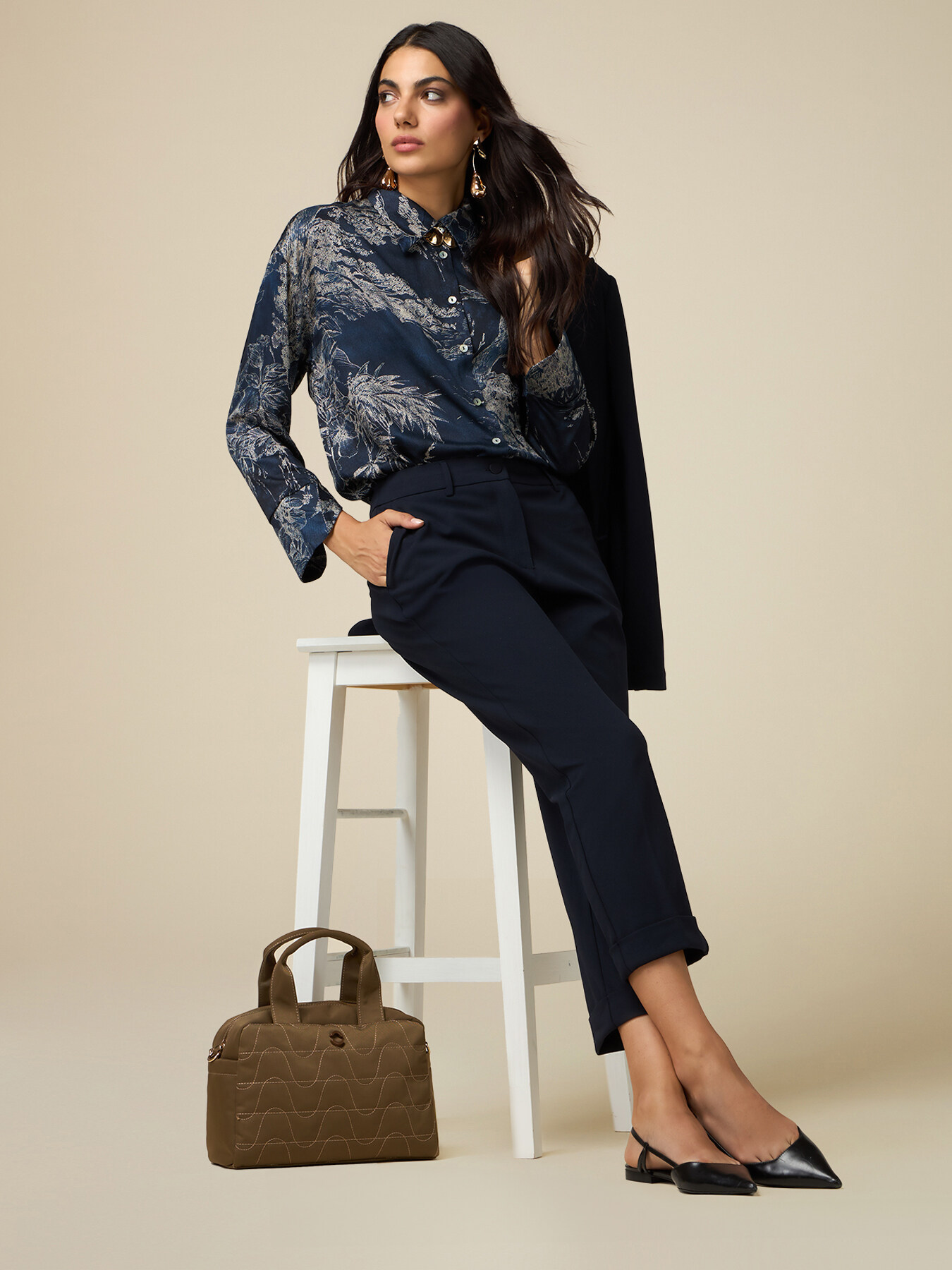 Crepe scuba fabric trousers image number 0