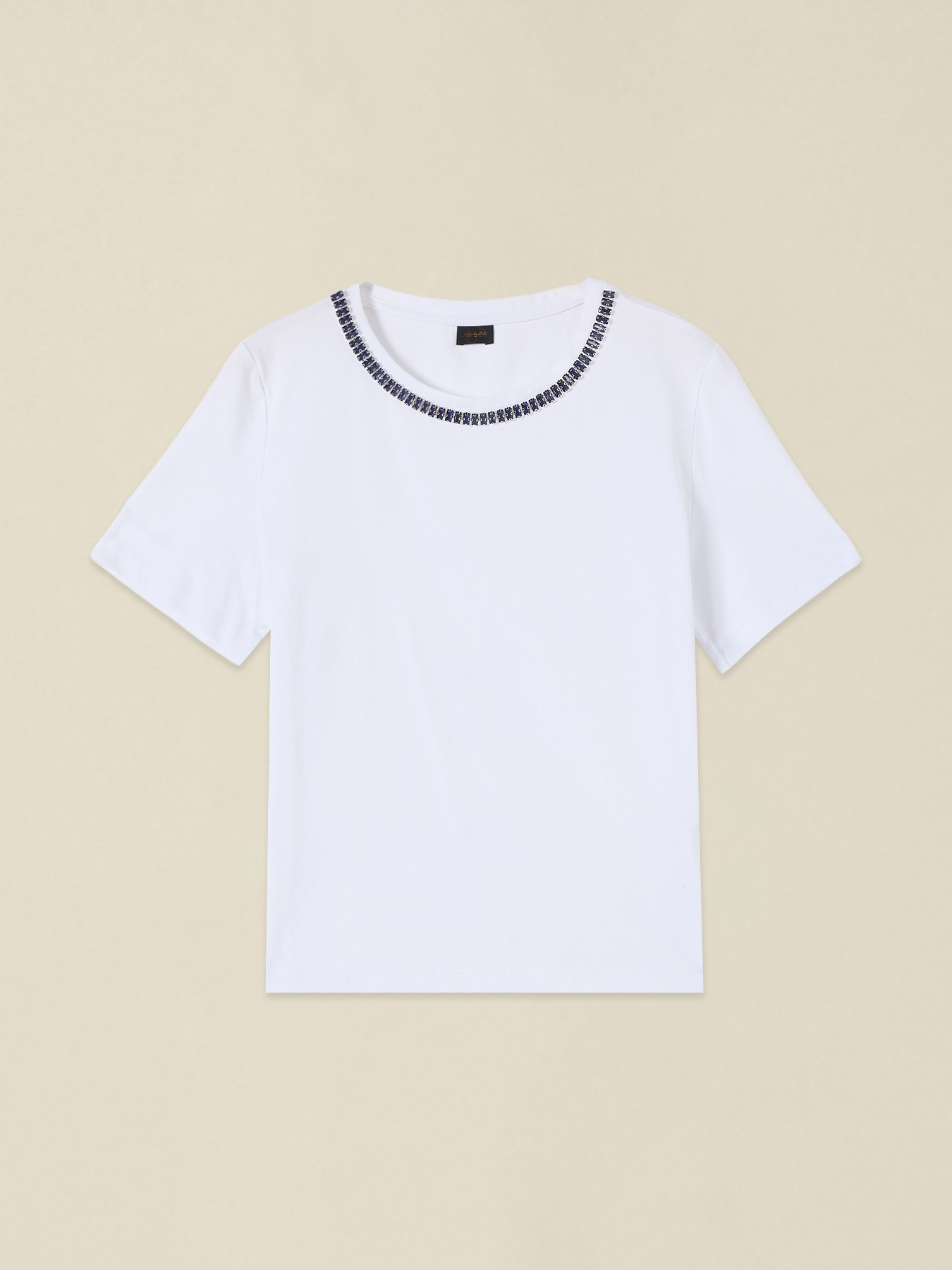 Cotton T-shirt with jewel embroidery image number 3