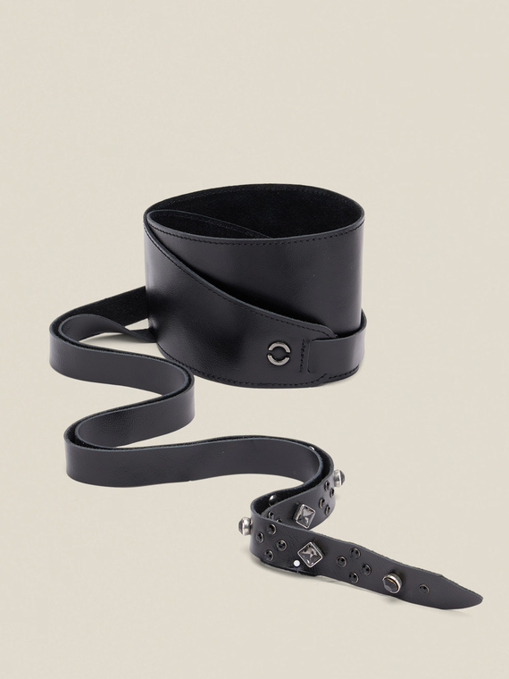 Sch&auml;rpeng&uuml;rtel aus echtem Leder mit Steinen