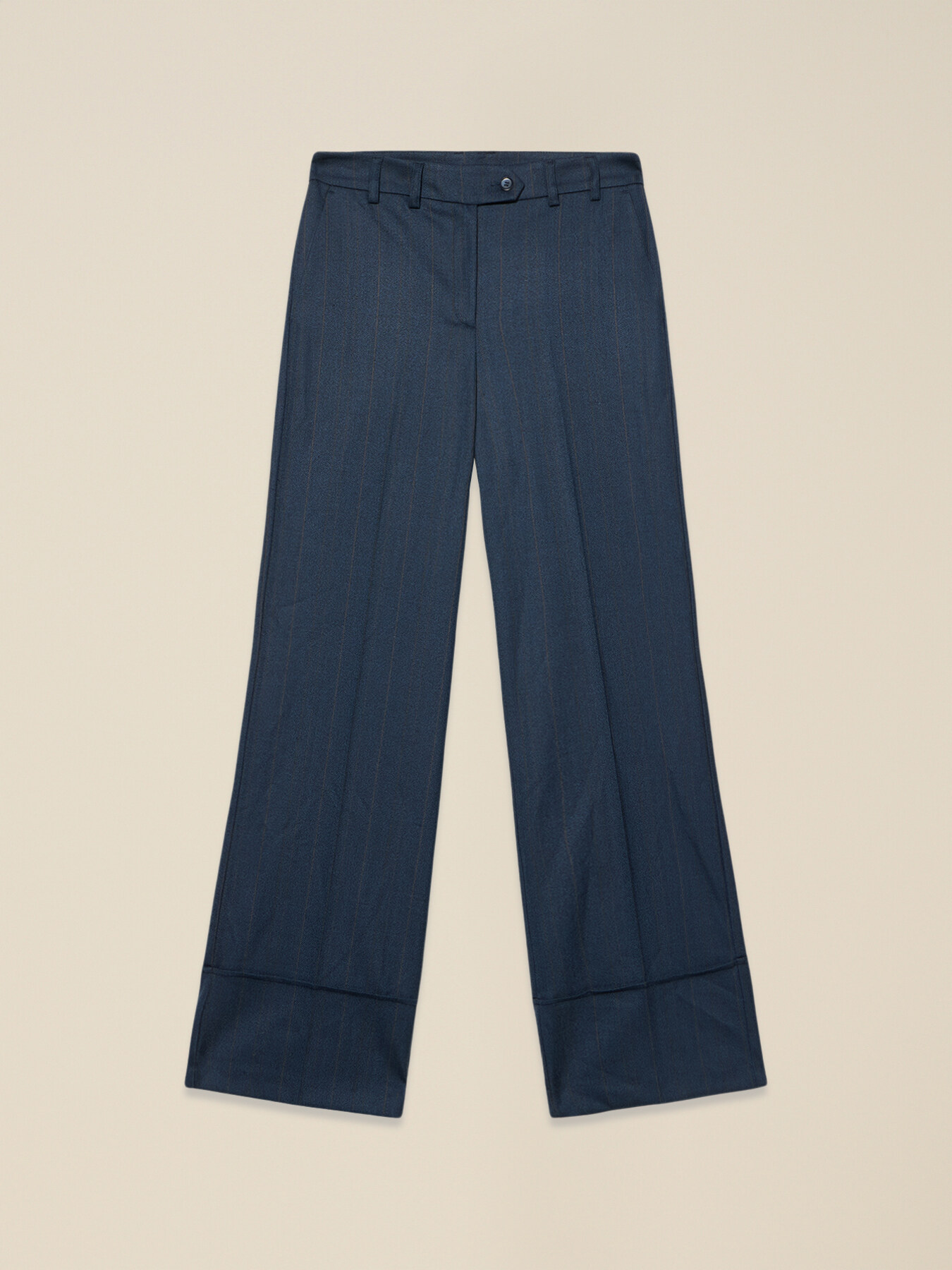Pantalon wide leg &eacute;vas&eacute; avec revers image number 4